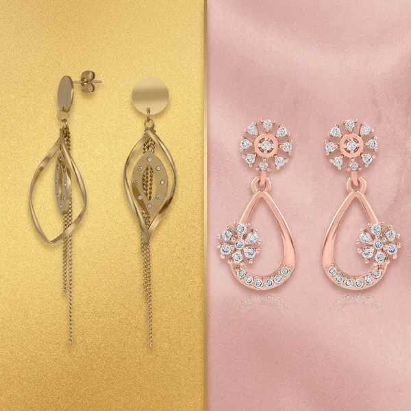 Rose_Gold_Crystal_Pave_Design_Earrings_And_Gold_Crystal_Leaf_Chain_Tassel_Drop_Earrings_For_Women_And_Girls_Combo_Pack_Of_2