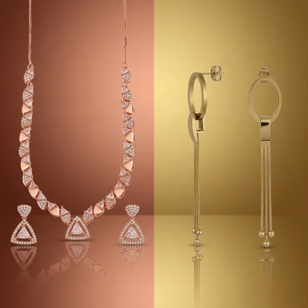 Rose_Gold_Crystal_Geometric_Necklace_And_Drop_Earrings_Set_And_Gold_Oval_Chain_Tassel_Drop_Earrings_For_Women_And_Girls_Combo_Pack_Of_2
