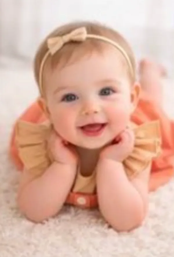 Brown_And_Orange_Orange_Dress_With_Ruffle_Sleeves_Bow_Head_For_Baby_Girls_-_GF_1125
