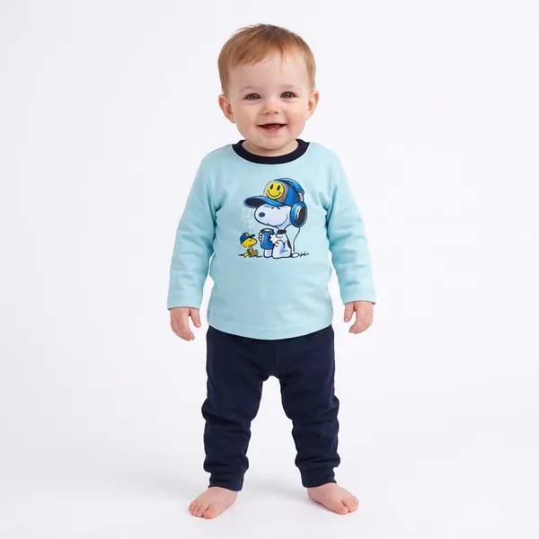 Blue_And_Navy_Blue_Cartoon_Print_Long_Sleeve_T_Shirt_With_Dark_Pants_Set_For_Baby_Boys_-_FHP_1111