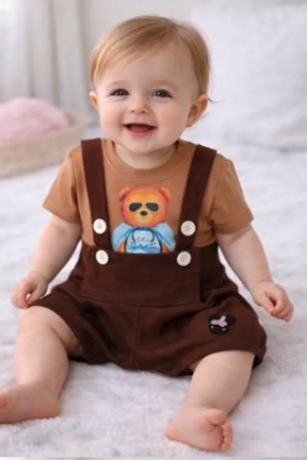 Dark_Brown_Dungaree_Set_With_Bear_Graphic_Clothing_Set_Combo_For_Baby_Boys_-_BSB_1110
