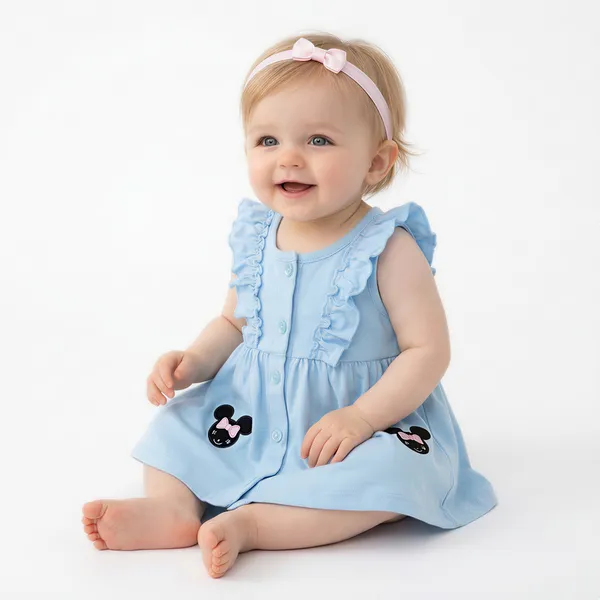 Light_Blue_Ruffle_Dress_With_Bow_Head_For_Baby_Girls_-_BF_1127