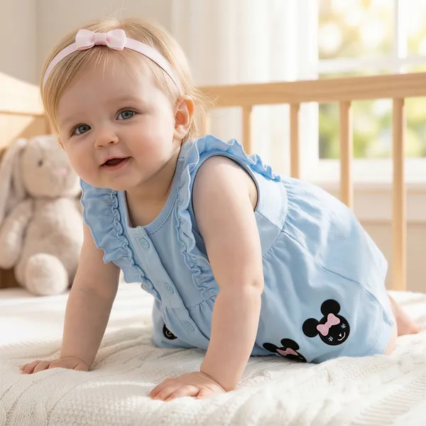 Light_Blue_Ruffle_Dress_With_Bow_Head_For_Baby_Girls_-_BF_1127