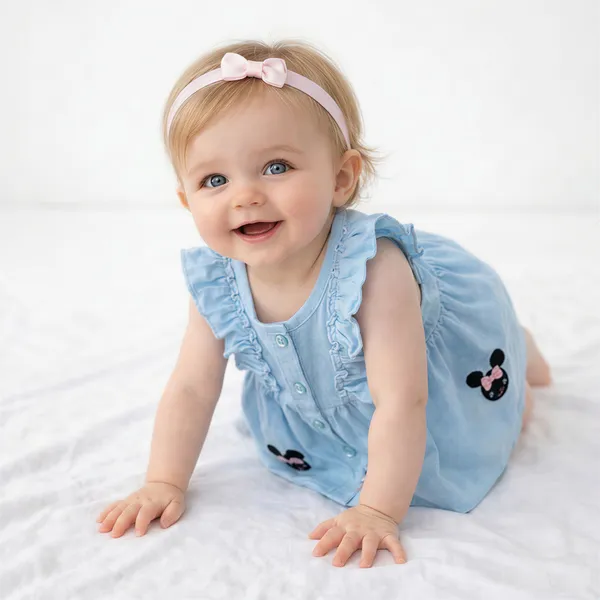 Light_Blue_Ruffle_Dress_With_Bow_Head_For_Baby_Girls_-_BF_1127