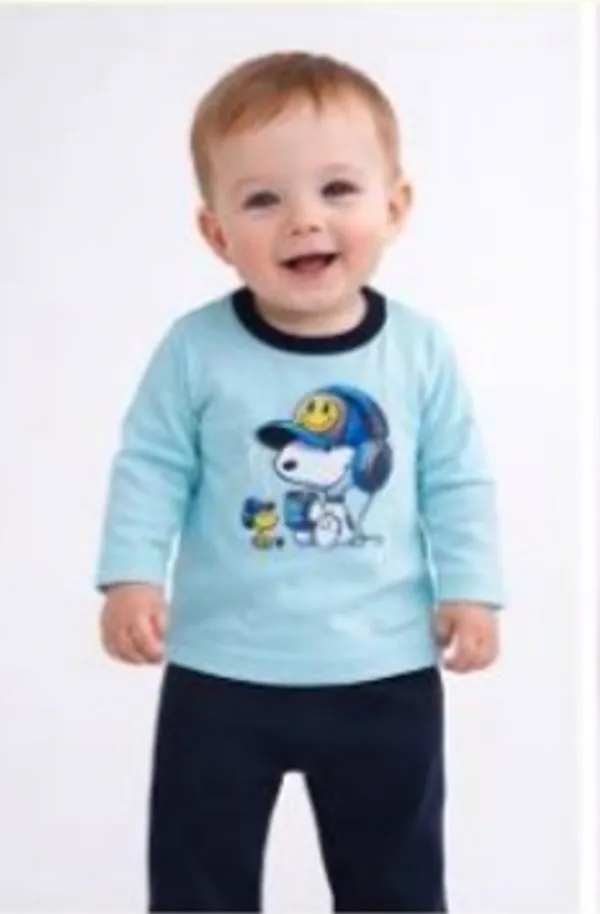 Blue_And_Navy_Blue_Cartoon_Print_Long_Sleeve_T_Shirt_With_Dark_Pants_Set_For_Baby_Boys_-_FHP_1111