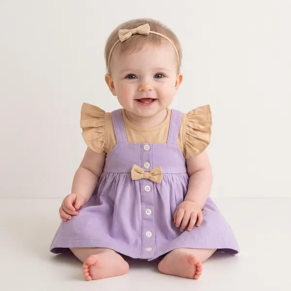 Lavender_And_Brown_Dress_With_Ruffle_Sleeves_For_Baby_Girls_-_GF_1123