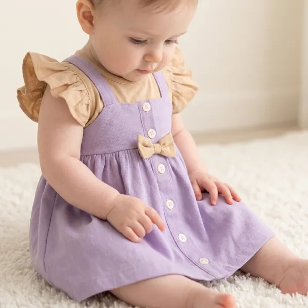 Lavender_And_Brown_Dress_With_Ruffle_Sleeves_For_Baby_Girls_-_GF_1123