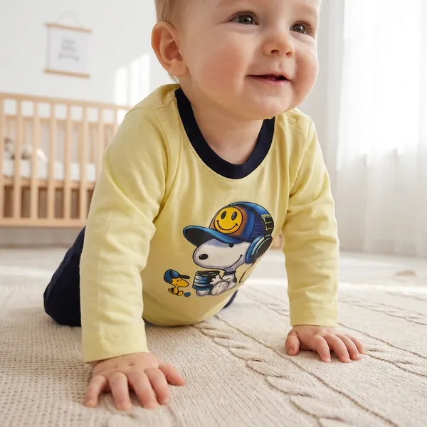 Yellow_And_Navy_Blue_Long_Sleeve_T_Shirt_With_Cartoon_Character_Print_For_Baby_Boys_-_FHP_1113
