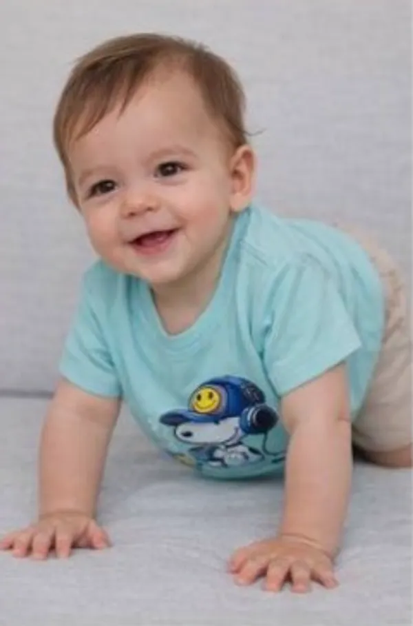 Blue_And_Beige_Snoopy_Print_T_Shirt_With_Shorts_Set_For_Baby_Boys_-_HHT_1117