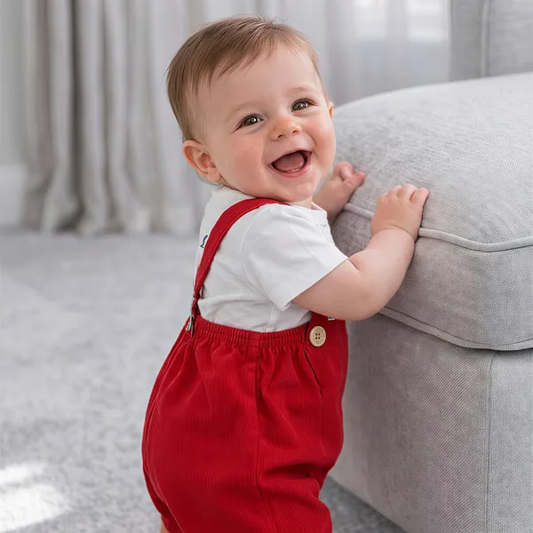 Red_And_White_Dungaree_Set_With_Bear_Patch_Teddy_Bear_For_Baby_Boys_-_BSR_1119