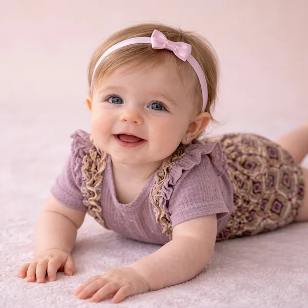 Lavender_And_Brown_Ruffled_Sleeve_Top_With_Printed_Suspender_Shorts_Outfit_Set_For_Baby_Girls_-_PF_1122