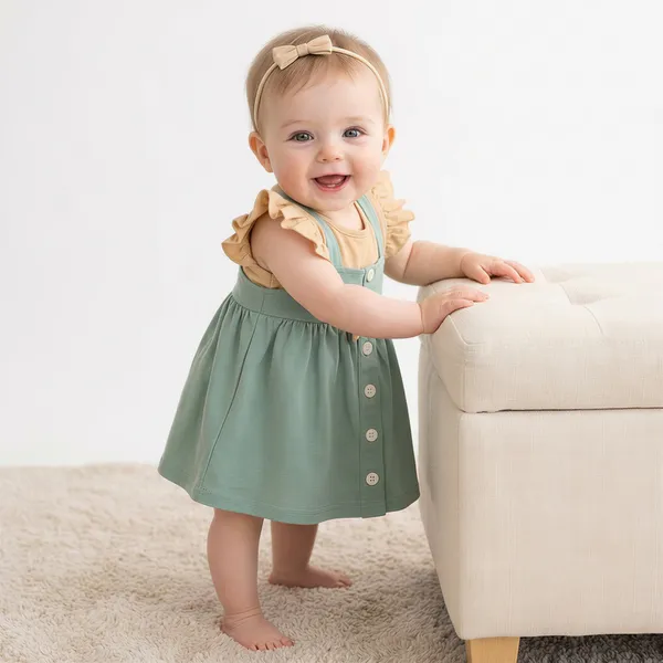 Mint_Green_And_Brown_Adorable_And_Ruffle_Dress_With_Matching_Headband_For_Baby_Girls_-_GF_1124