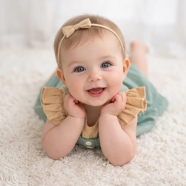 Mint_Green_And_Brown_Adorable_And_Ruffle_Dress_With_Matching_Headband_For_Baby_Girls_-_GF_1124