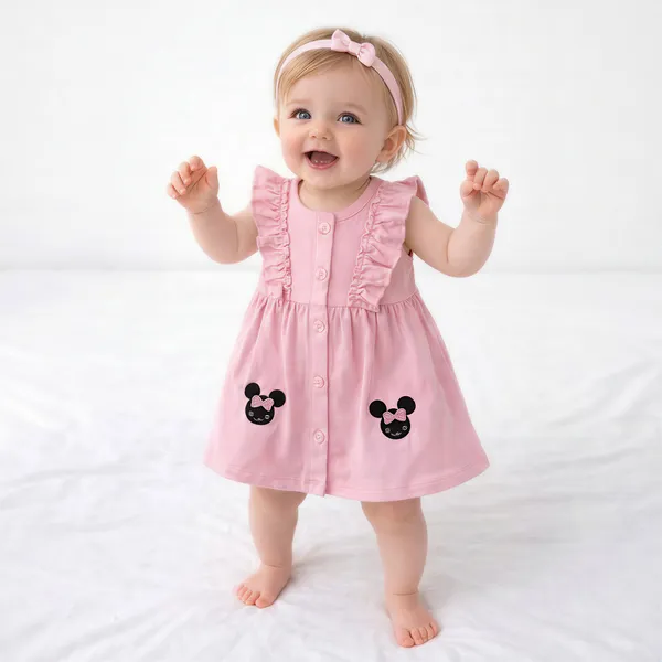 Pink_Ruffle_Dress_With_Mickey_Mouse_Embroidery_For_Baby_Girls_-_PF_1126