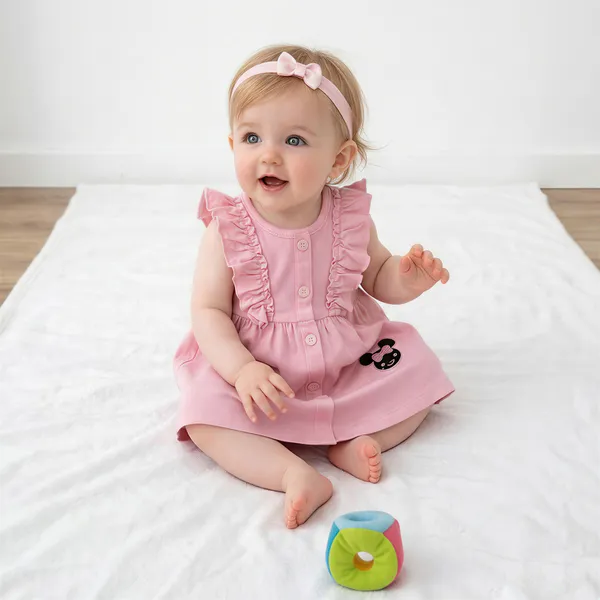 Pink_Ruffle_Dress_With_Mickey_Mouse_Embroidery_For_Baby_Girls_-_PF_1126
