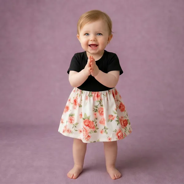 Black_And_White_Floral_Print_Dress_For_Baby_Girls_-_FF_1121