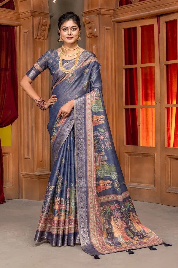 Premium_Kanjivaram_Silk_Saree_With_Royal_Vintage_Court_Digital_Print_And_Jacquard_Border