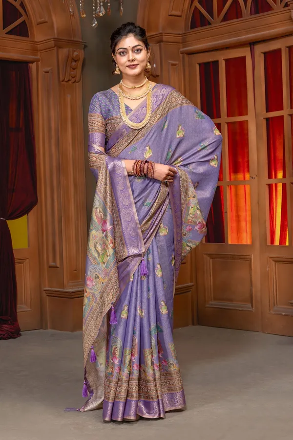 Premium_Kanjivaram_Silk_Saree_With_Royal_Lotus_Heritage_Digital_Print_And_Jacquard_Border