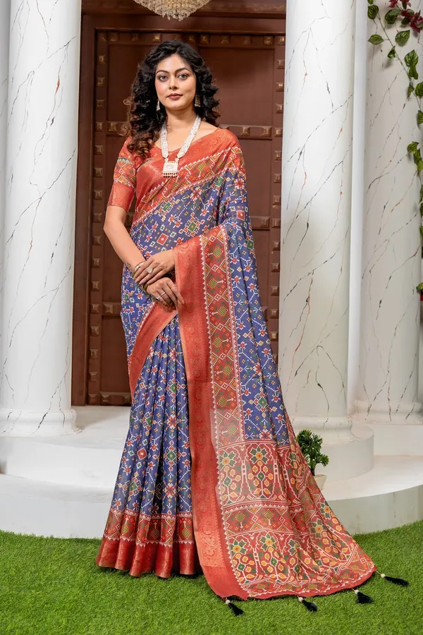 Royal_Heritage_Patola_Print_Kanjivaram_Silk_Saree_With_Rich_Jacquard_Border