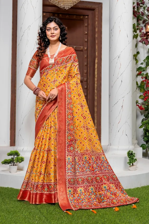 Royal_Heritage_Patola_Print_Kanjivaram_Silk_Saree_With_Rich_Jacquard_Border