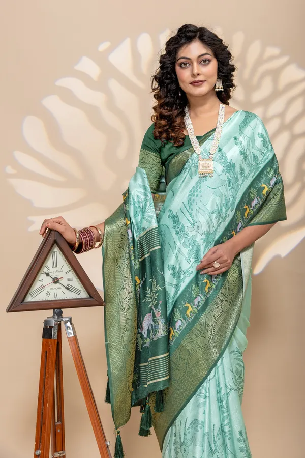 Premium_Moss_Silk_Forest_Digital_Print_Saree_With_Rich_Border