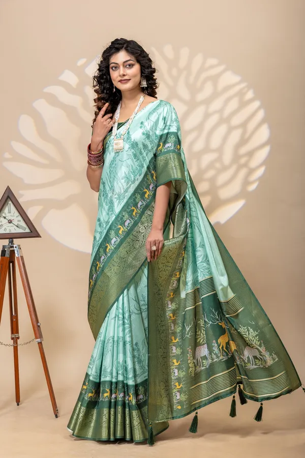Premium_Moss_Silk_Forest_Digital_Print_Saree_With_Rich_Border