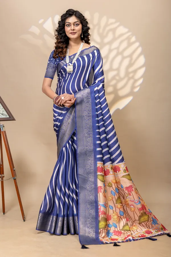 Premium_Moss_Silk_Stripe_Digital_Print_Saree