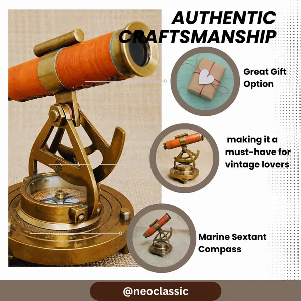 NEO_CLASSIC_Theodolite_Alidade_Telescope_with_Magnetic_Compass_&_Surface_Level_|_Vintage_Navigation_Instrument_with_Brown_Leather_Finish_|_Marine_Nautical_Décor_Showpiece_|_6_Inch