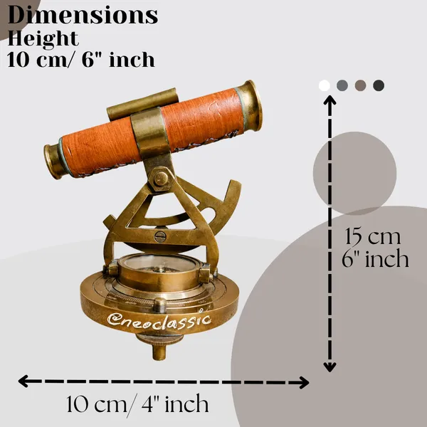 NEO_CLASSIC_Theodolite_Alidade_Telescope_with_Magnetic_Compass_&_Surface_Level_|_Vintage_Navigation_Instrument_with_Brown_Leather_Finish_|_Marine_Nautical_Décor_Showpiece_|_6_Inch