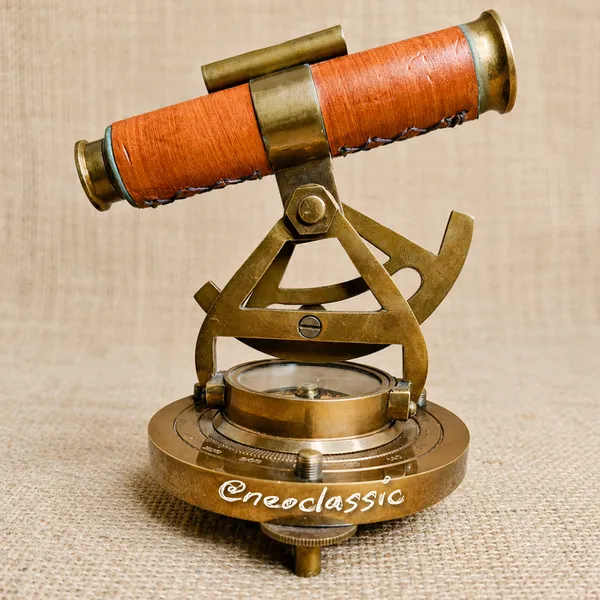 NEO_CLASSIC_Theodolite_Alidade_Telescope_with_Magnetic_Compass_&_Surface_Level_|_Vintage_Navigation_Instrument_with_Brown_Leather_Finish_|_Marine_Nautical_Décor_Showpiece_|_6_Inch