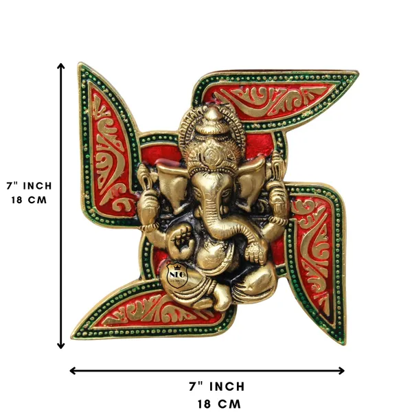 NEO_CLASSIC_Ganesh_on_Swastik_Wall_Hanging_|_Golden_Ganesha_Entrance_Decor_|_Vastu_&_Spiritual_Door_Hanging_for_Home,_Office_&_Temple
