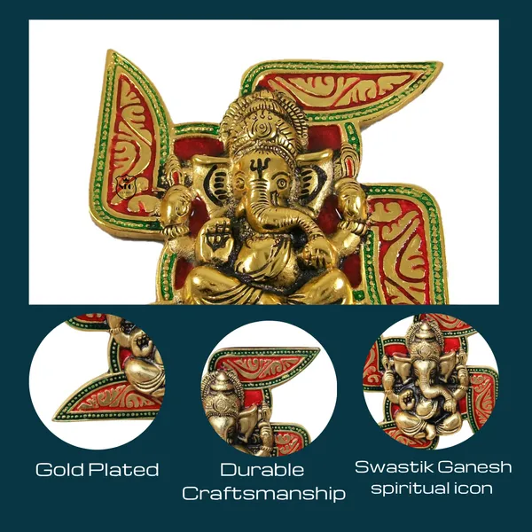 NEO_CLASSIC_Ganesh_on_Swastik_Wall_Hanging_|_Golden_Ganesha_Entrance_Decor_|_Vastu_&_Spiritual_Door_Hanging_for_Home,_Office_&_Temple