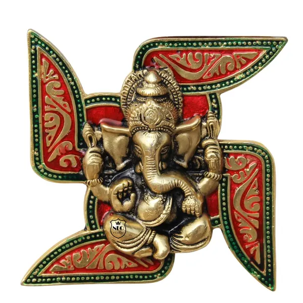 NEO_CLASSIC_Ganesh_on_Swastik_Wall_Hanging_|_Golden_Ganesha_Entrance_Decor_|_Vastu_&_Spiritual_Door_Hanging_for_Home,_Office_&_Temple