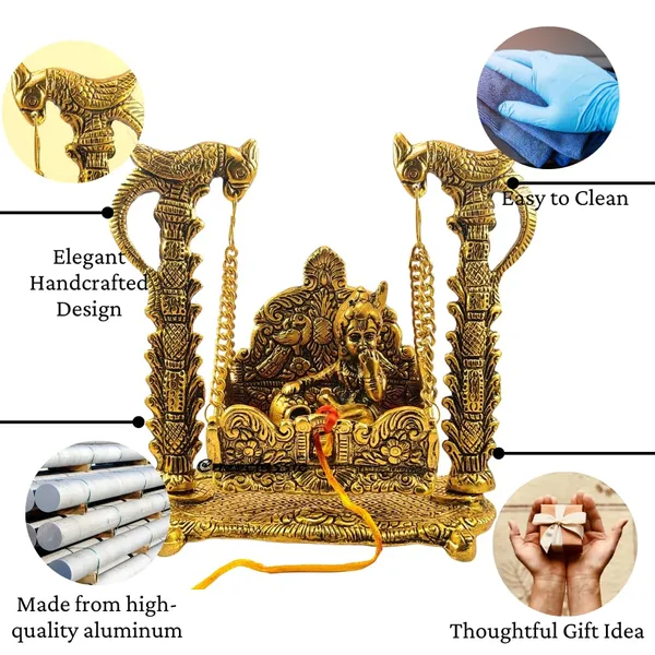Aluminium_Makkhan_Gopal_With_Jhula_Medium_Golden