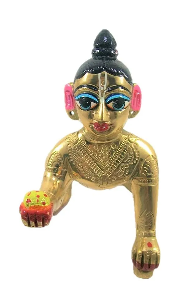 NEO_CLASSIC_Ashtadhatu_Brass_Laddu_Gopal_Idol_No._3_|_Hand_Painted_Bal_Gopal_Ji_Murti_for_Home_Temple,_Janmashtami_&_Daily_Pooja_|_Height_3.5_Inch