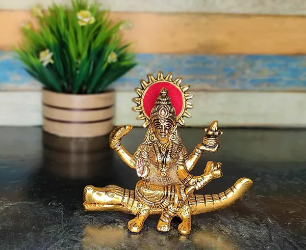Decorative_Gold_Plated_Ganga_Mata_Idol_Spiritual_Religious_Metal_Figurine_Home_Office_Decor_Item