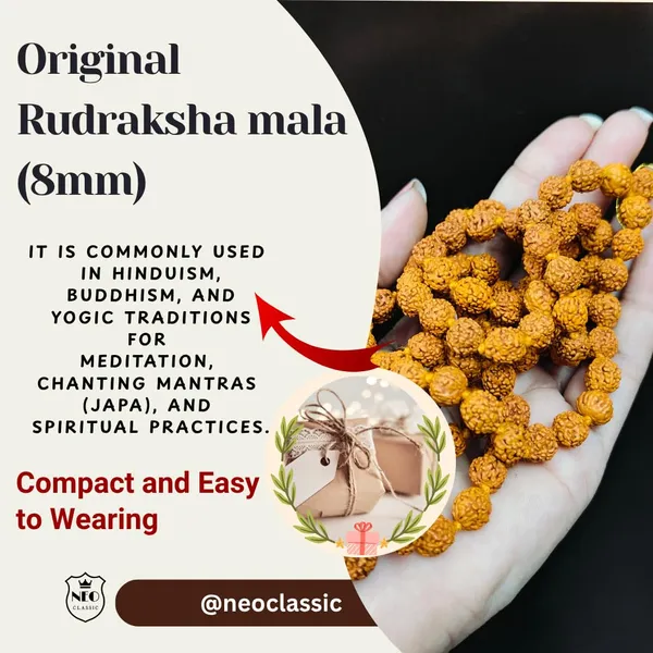 NEO_CLASSIC_Rudraksha_Mala_108_Beads_(8mm)_|_Jaap_Mala_for_Meditation,_Yoga_&_Spiritual_Use_for_Men_&_Women