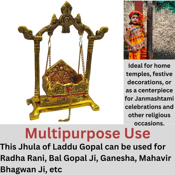 NEO_CLASSIC_Laddu_Gopal_Jhula_|_Decorative_Metal_Jhoola_for_Bal_Gopal_|_Krishna_Swing_for_Janmashtami,_Home_Mandir_&_Pooja_|_Antique_Finish_(For_No._0_&_1)