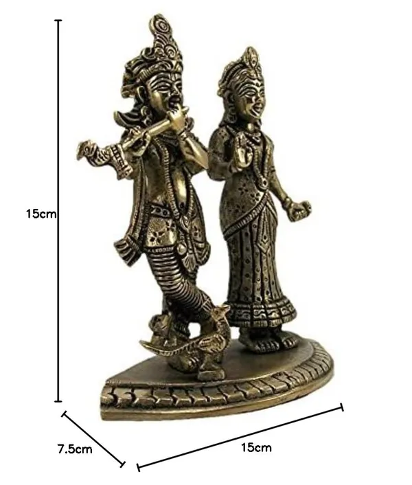 NEO_CLASSIC_Radha_Krishna_Brass_Idol_with_Flute_|_Kishan_Kanhaiya_Murti_with_Peacock_Design_|_Heavy_Base_Religious_Statue_for_Home_Temple,_Pooja_&_Décor_(6_Inch)