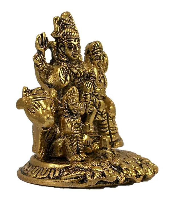 NEO_CLASSIC_Shiv_Parivar_Idol_–_Shiva_Parvati_Ganesh_Kartik_on_Nandi_(4_Inch_Metal_Murti)
