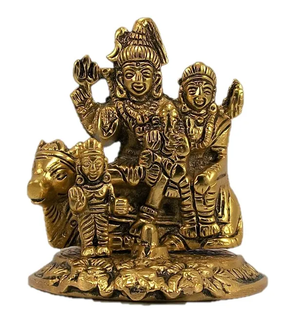 NEO_CLASSIC_Shiv_Parivar_Idol_–_Shiva_Parvati_Ganesh_Kartik_on_Nandi_(4_Inch_Metal_Murti)
