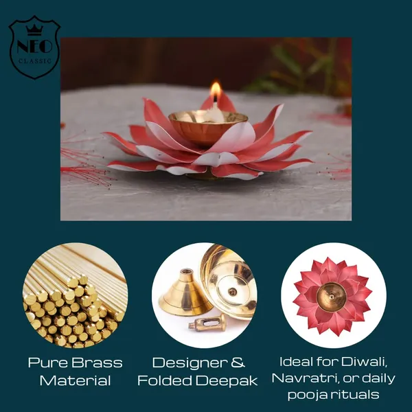 NEO_CLASSIC_Brass_Lotus_Diya_–_Kamal_Deepak_for_Puja_&_Diwali_(Pink,_6_Inch)