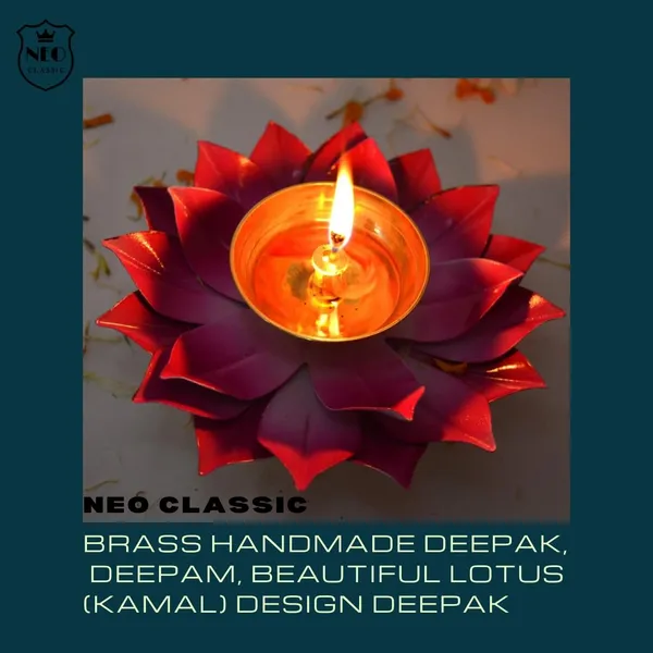 NEO_CLASSIC_Brass_Lotus_Diya_–_Kamal_Deepak_for_Puja_&_Diwali_(Pink,_6_Inch)