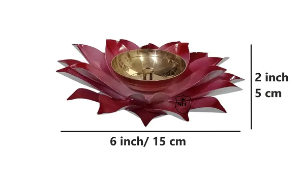 NEO_CLASSIC_Brass_Lotus_Diya_–_Kamal_Deepak_for_Puja_&_Diwali_(Pink,_6_Inch)