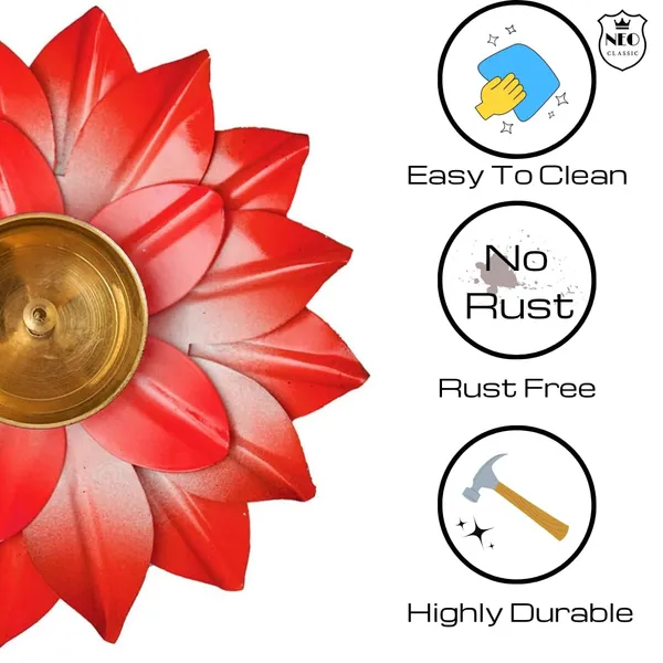 NEO_CLASSIC_Brass_Lotus_Diya_Deepak_|_6_Inch_Kamal_Shape_Oil_Lamp_for_Pooja,_Diwali_Decoration_&_Home_Mandir_|_Handcrafted_Colorful_Brass_Deepak_(Red)
