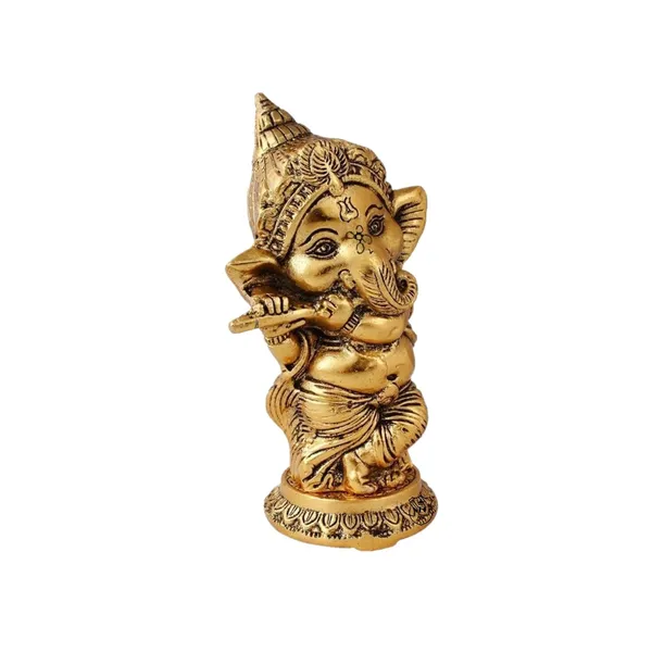 NEO_CLASSIC_Bansuri_Ganesh_Idol_|_Gold_Plated_Lord_Ganesha_Playing_Flute_Statue_|_Decorative_Showpiece_for_Home,_Temple_&_Office_|_Height_6_Inch
