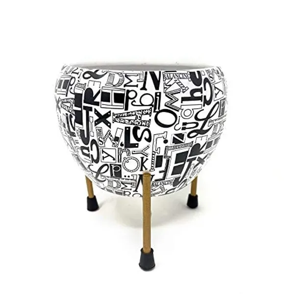 Alphabet_Design_Plant_Pot_6_With_Iron_Stand_Durable_Rust_Free_Plants_Not_Included