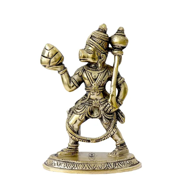 NEO_CLASSIC_Mahabali_Hanuman_Brass_Idol_with_Sanjeevani_Parvat_|_5_Inch_Hanuman_Murti_for_Home_Temple,_Pooja_Room,_Office_Desk_&_Decorative_Showpiece