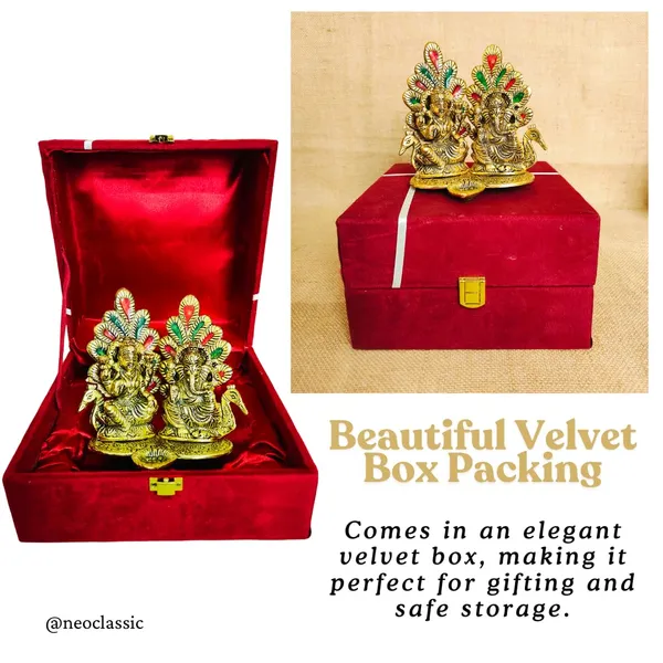 NEO_CLASSIC_Laxmi_Ganesh_Idol_with_Peacock_&_Diya_|_Decorative_Metal_God_Statue_for_Home_Temple,_Diwali_Decoration_&_Religious_Gifting