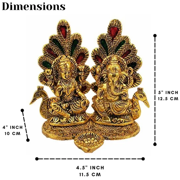 NEO_CLASSIC_Laxmi_Ganesh_Idol_with_Peacock_&_Diya_|_Decorative_Metal_God_Statue_for_Home_Temple,_Diwali_Decoration_&_Religious_Gifting